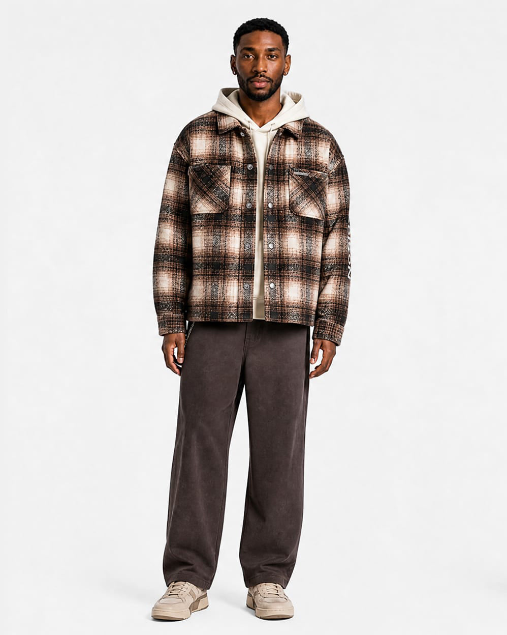 Chrysler Boxy Check Shacket - Chocolate
