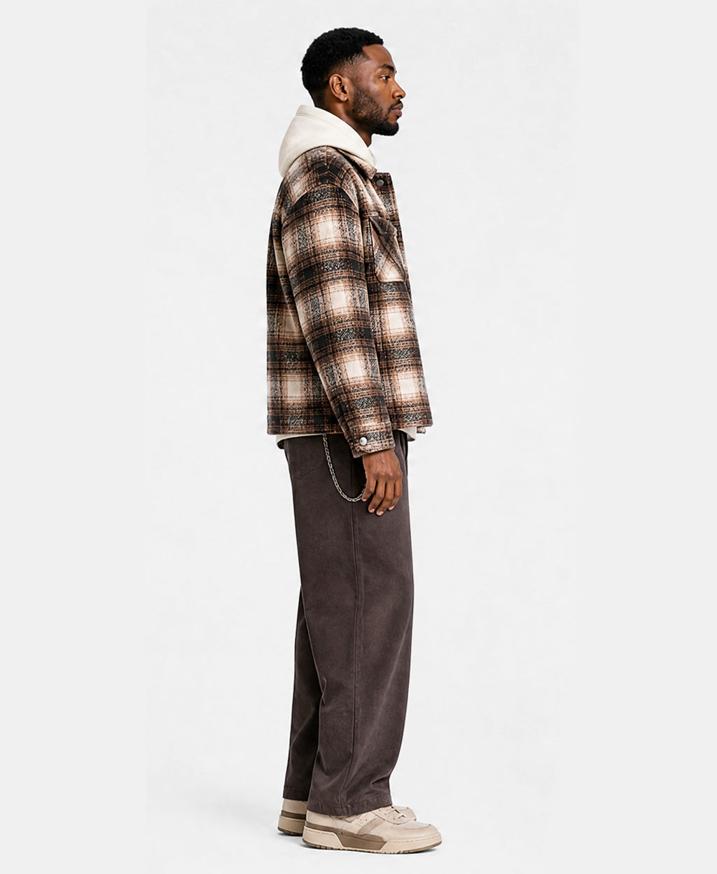 Chrysler Boxy Check Shacket - Chocolate