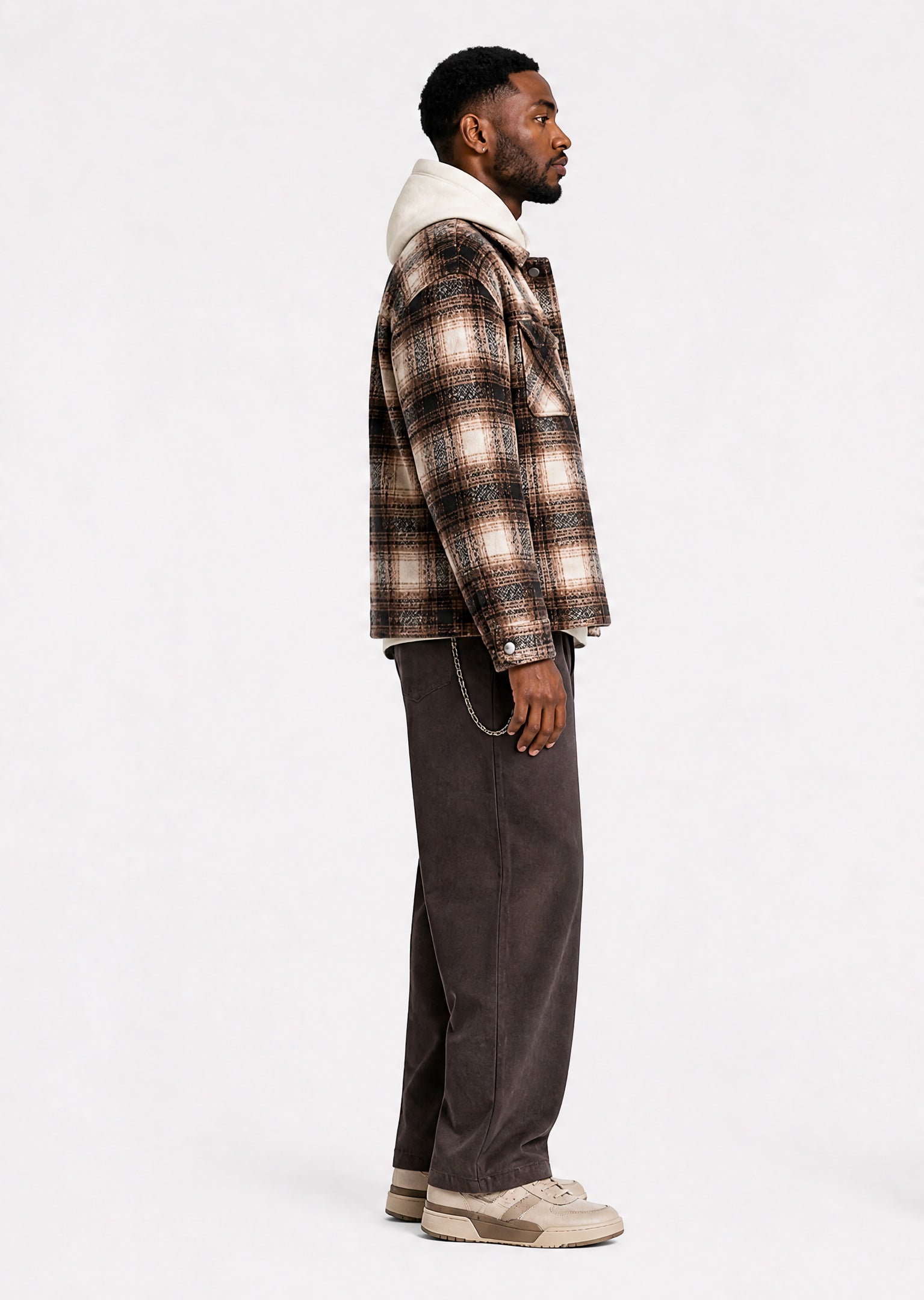 Chrysler Boxy Check Shacket - Chocolate