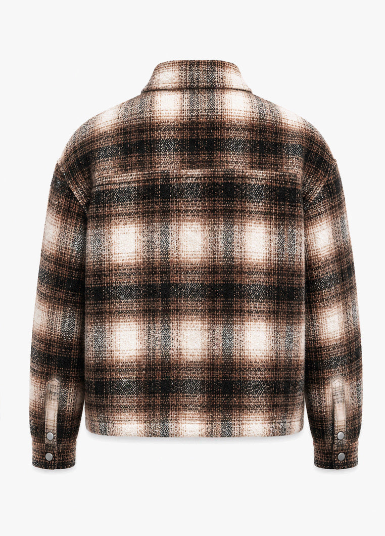 Chrysler Boxy Check Shacket - Chocolate