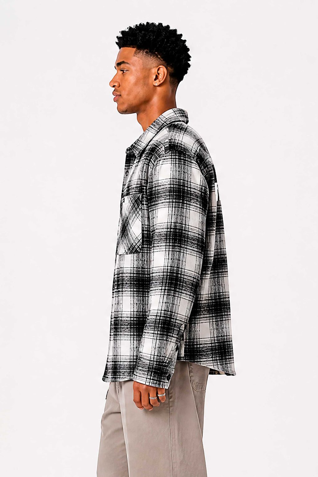 Wall St Flannel Shirt - Black / White