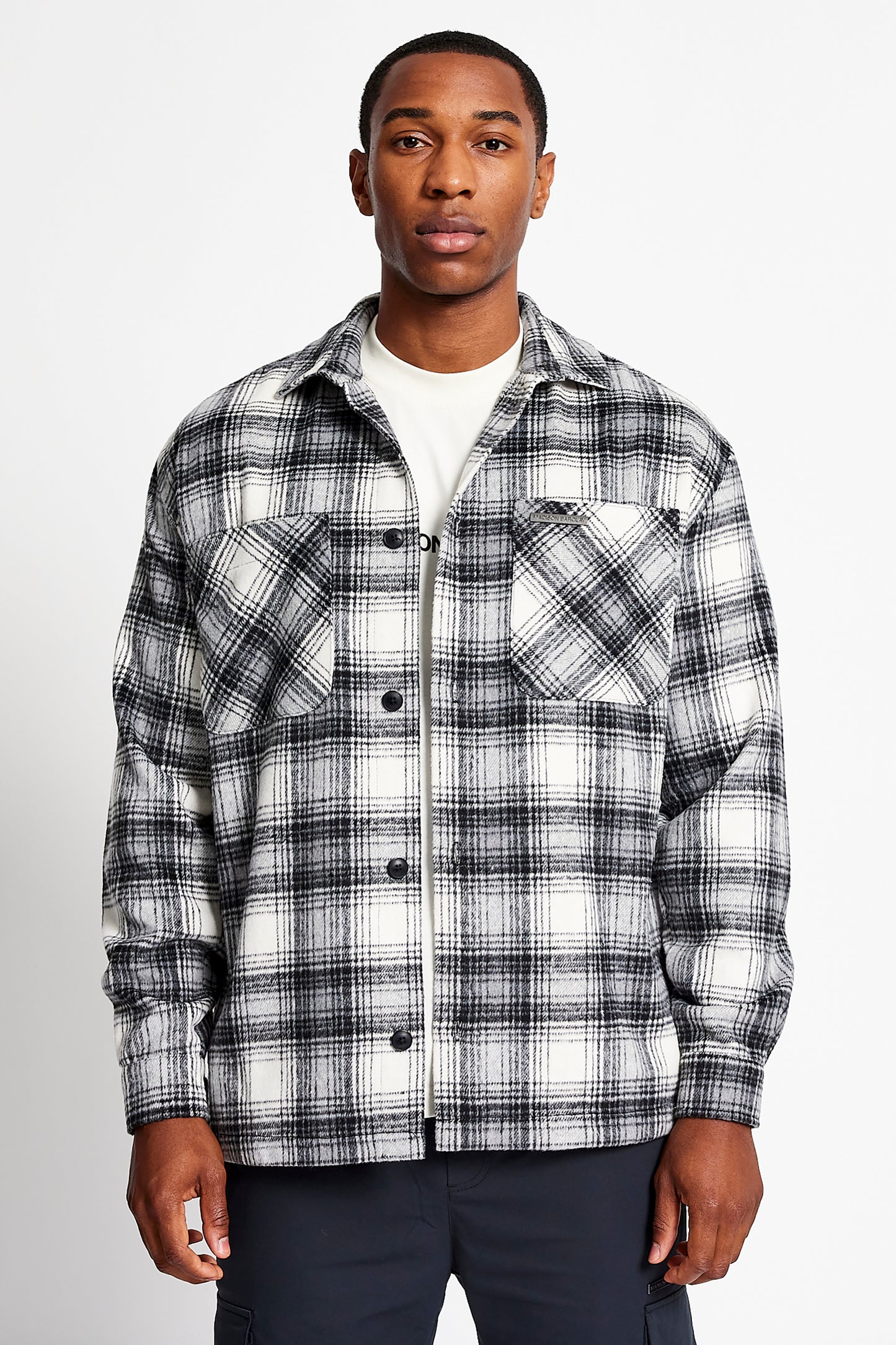 Wall St Flannel Shirt - Light - Black / White