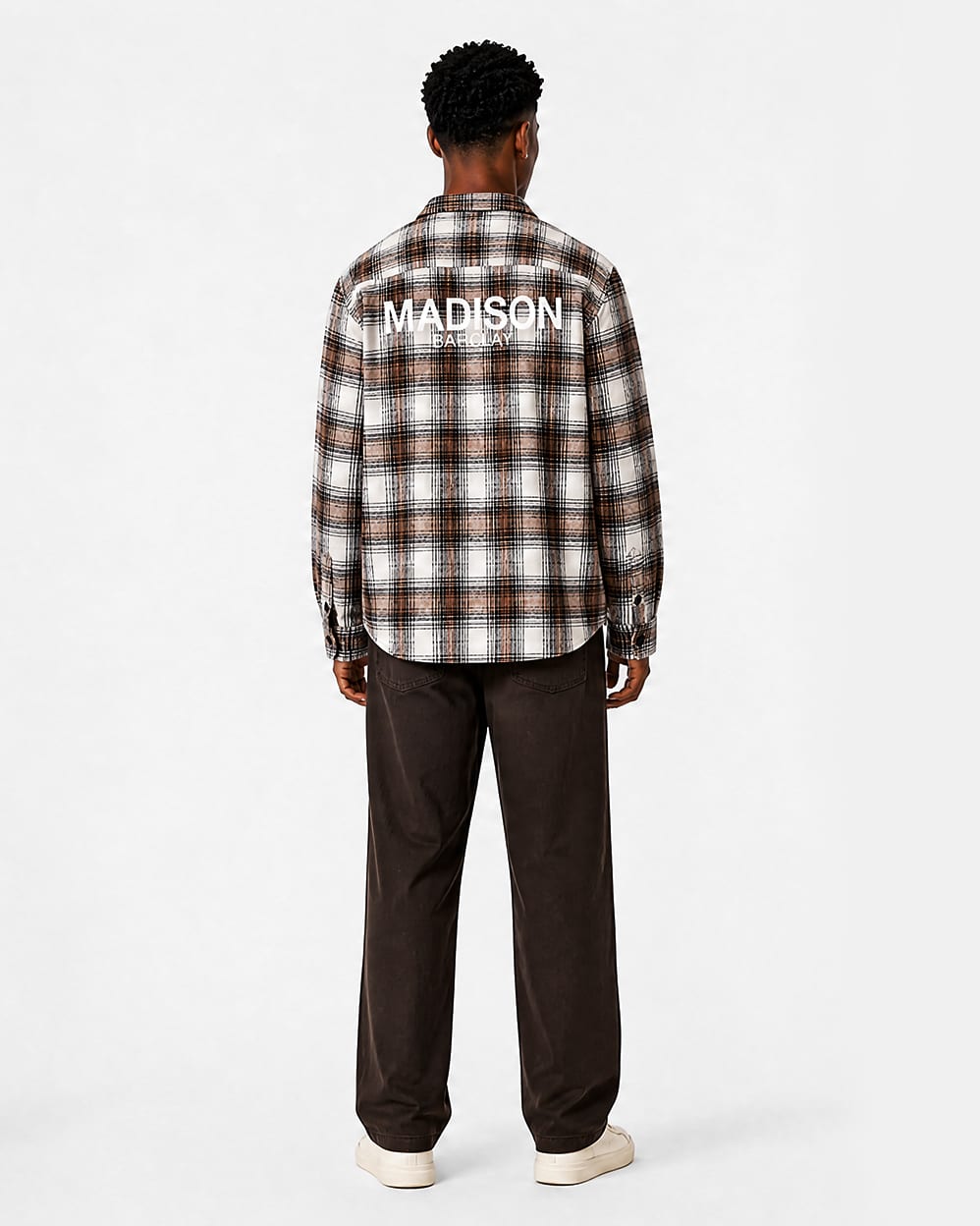 Wall St Flannel Shirt - Light Brown / White