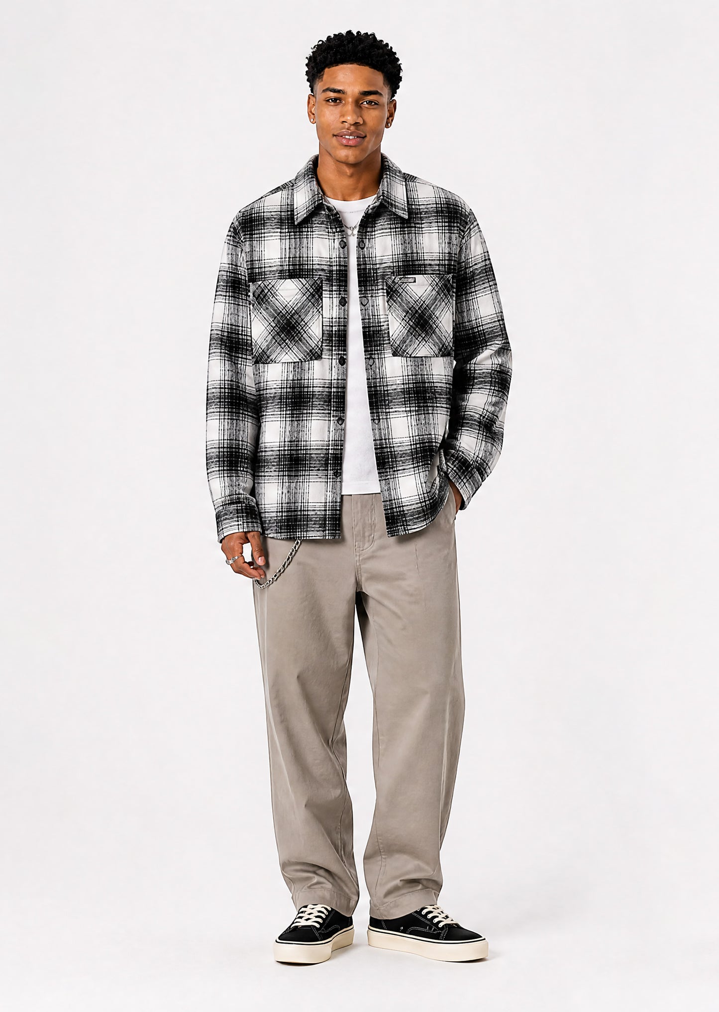 Wall St Flannel Shirt - Black & White