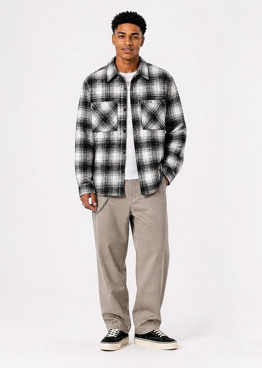 Wall St Flannel Shirt - Black & White