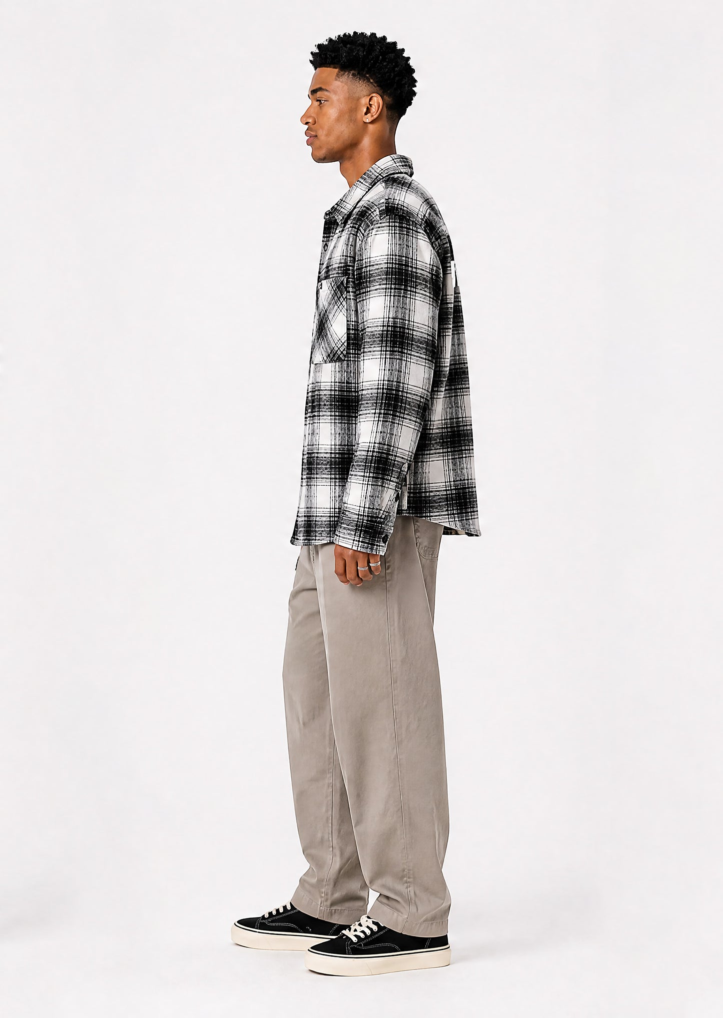 Wall St Flannel Shirt - Black & White