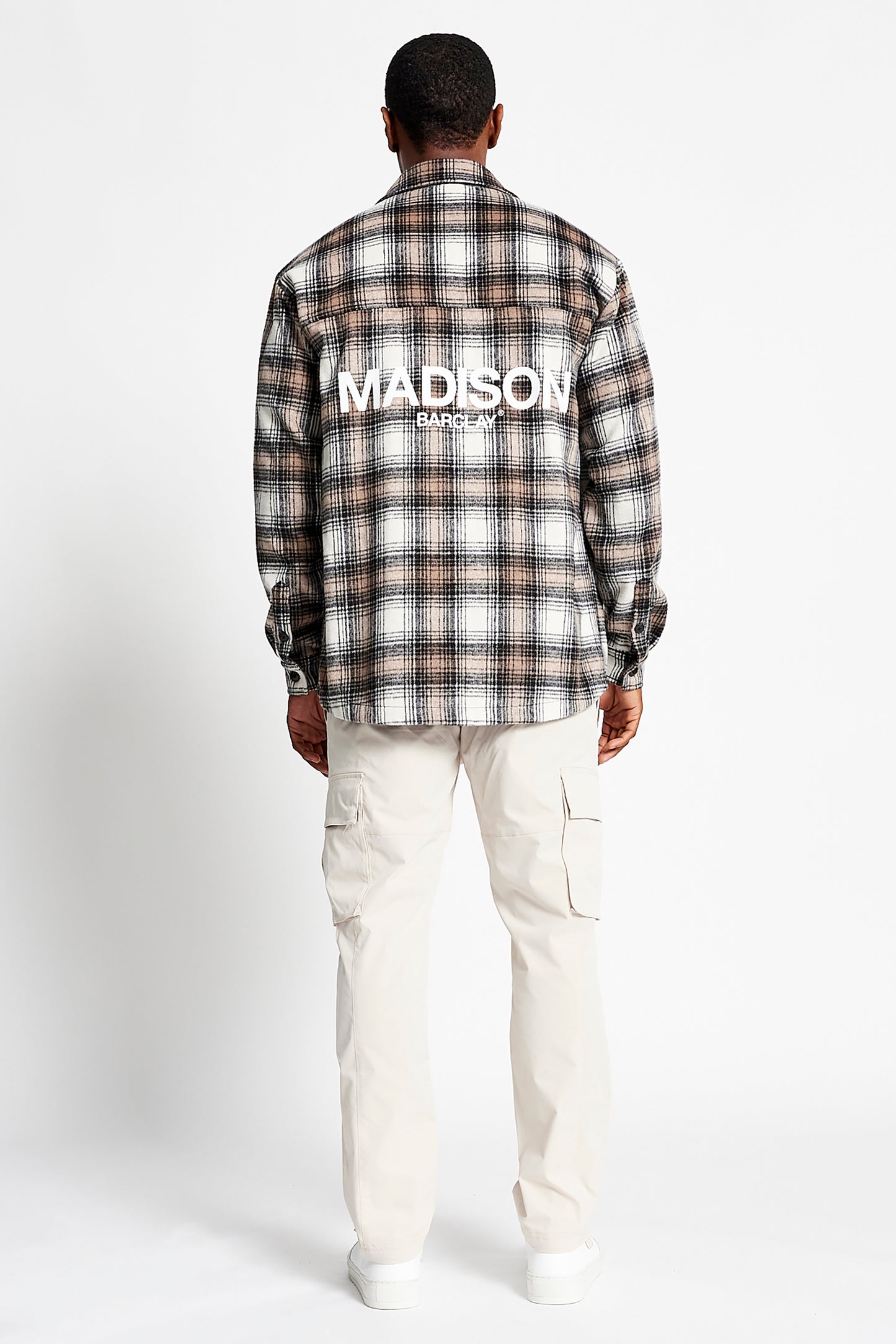 Wall St Flannel Shirt - Light - Light Brown / White