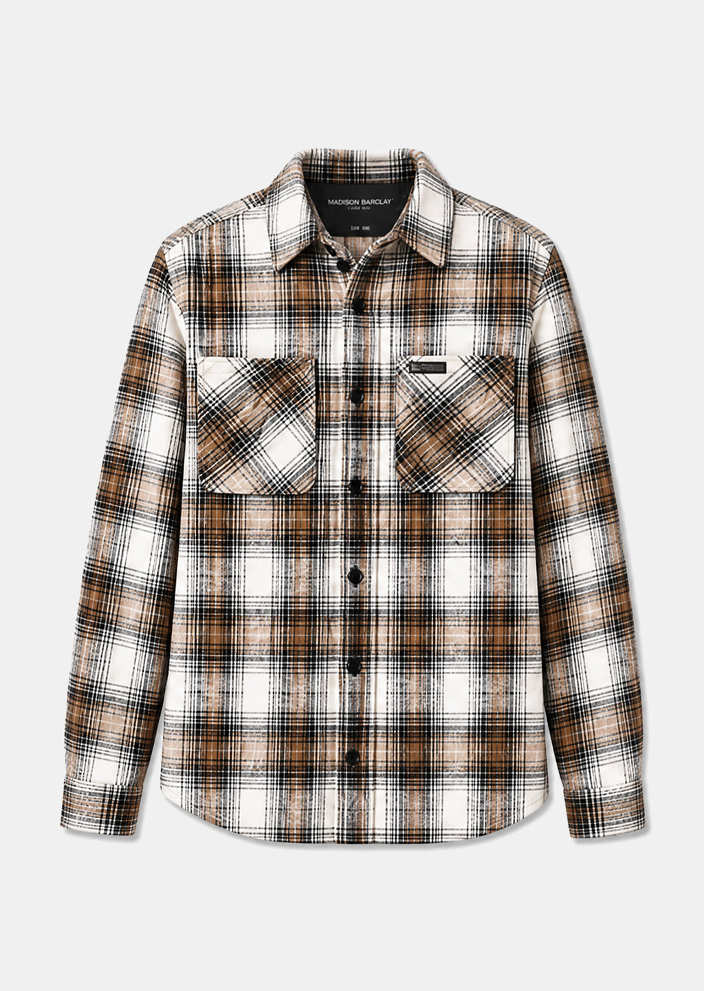 Wall St Flannel Shirt - Light Brown / White