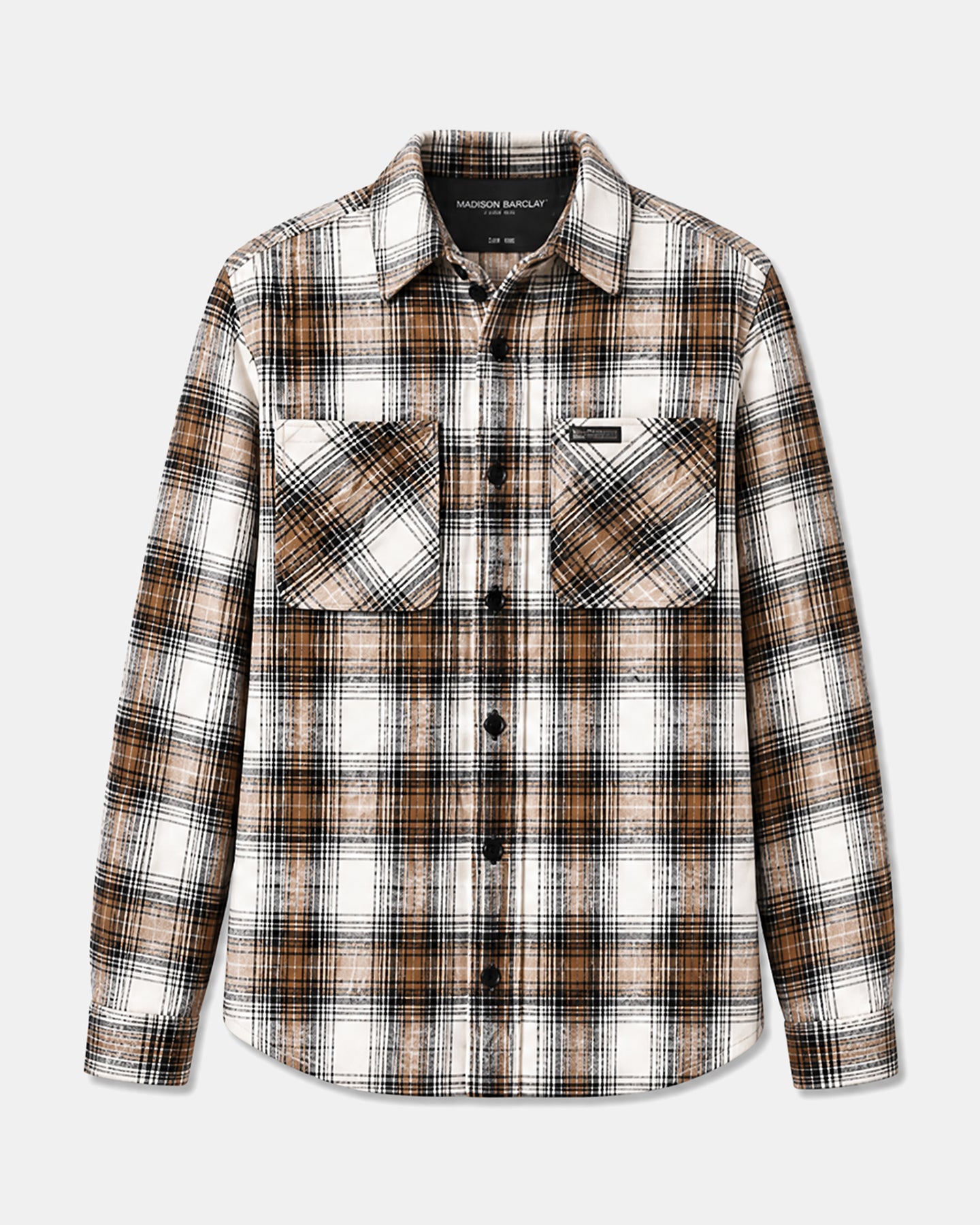Wall St Flannel Shirt - Light Brown / White
