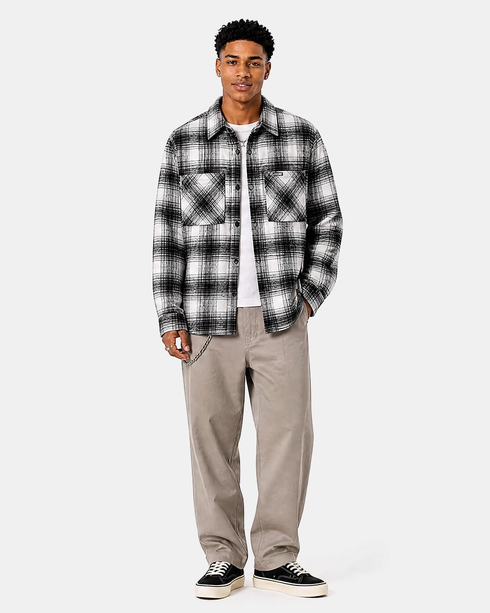 Wall St Flannel Shirt - Black / White