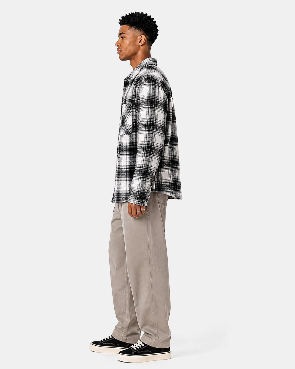 Wall St Flannel Shirt - Black / White