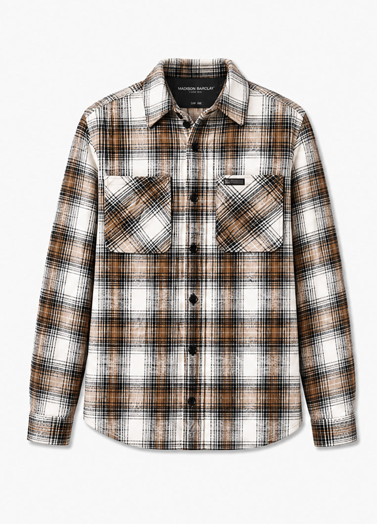 Wall St Flannel Shirt - Light Brown