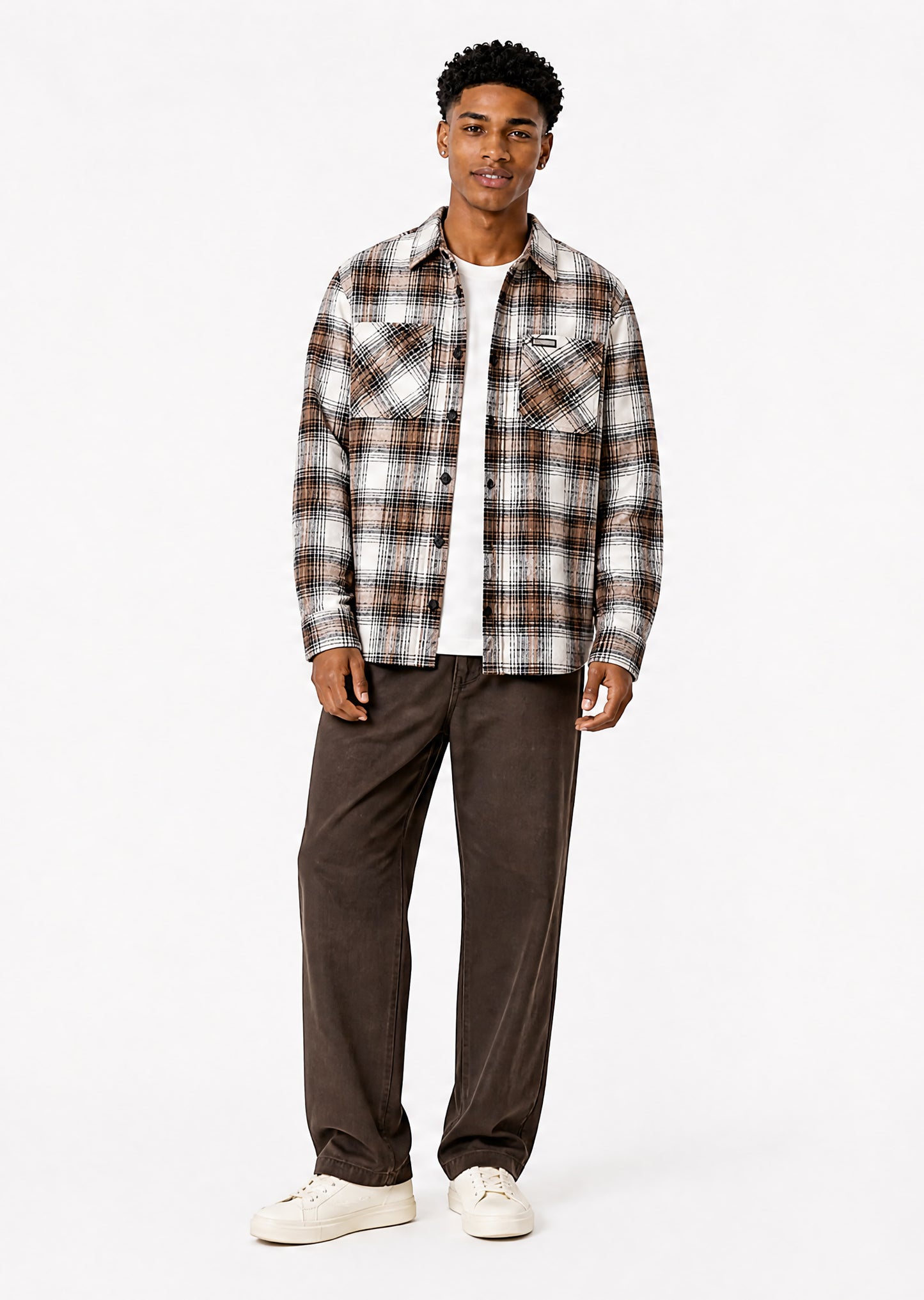 Wall St Flannel Shirt - Light Brown
