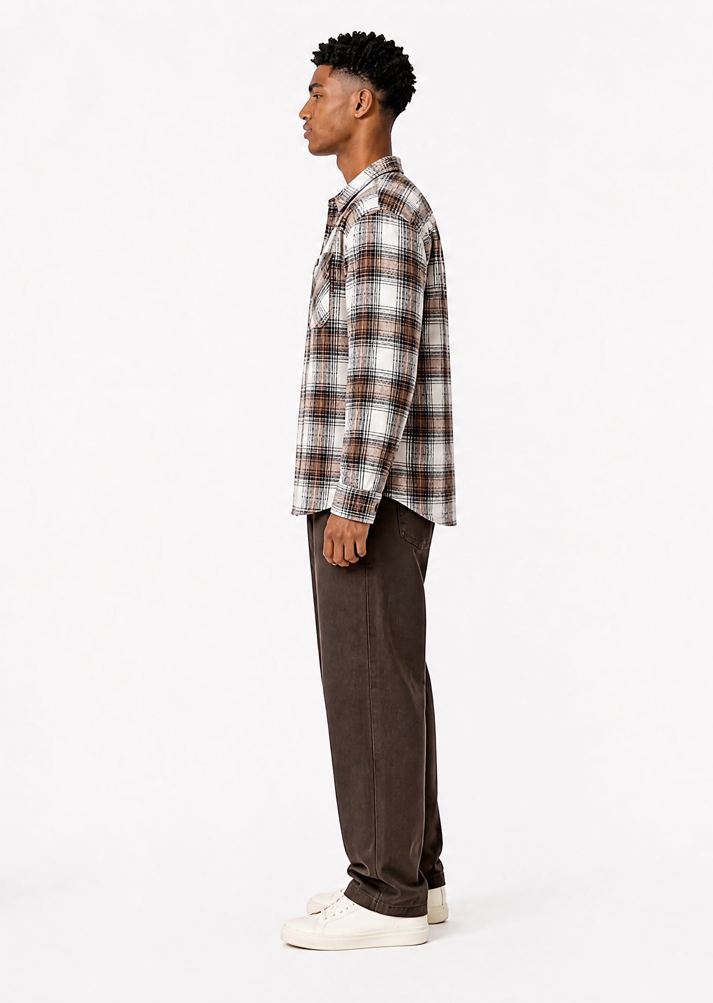 Wall St Flannel Shirt - Light Brown