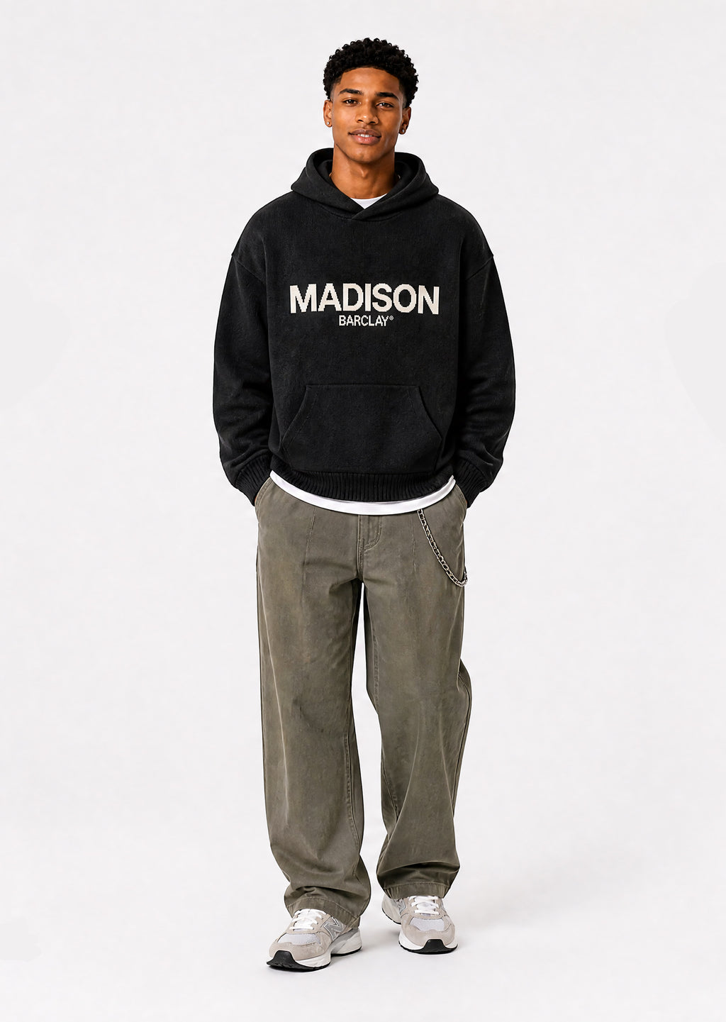 Ocean Av Knit Hoodie - Black