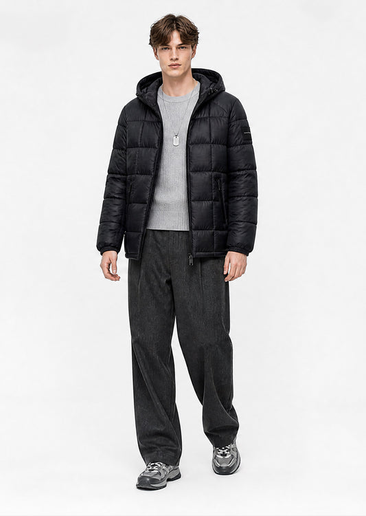 Hester Sheer Puffer Jacket - Black