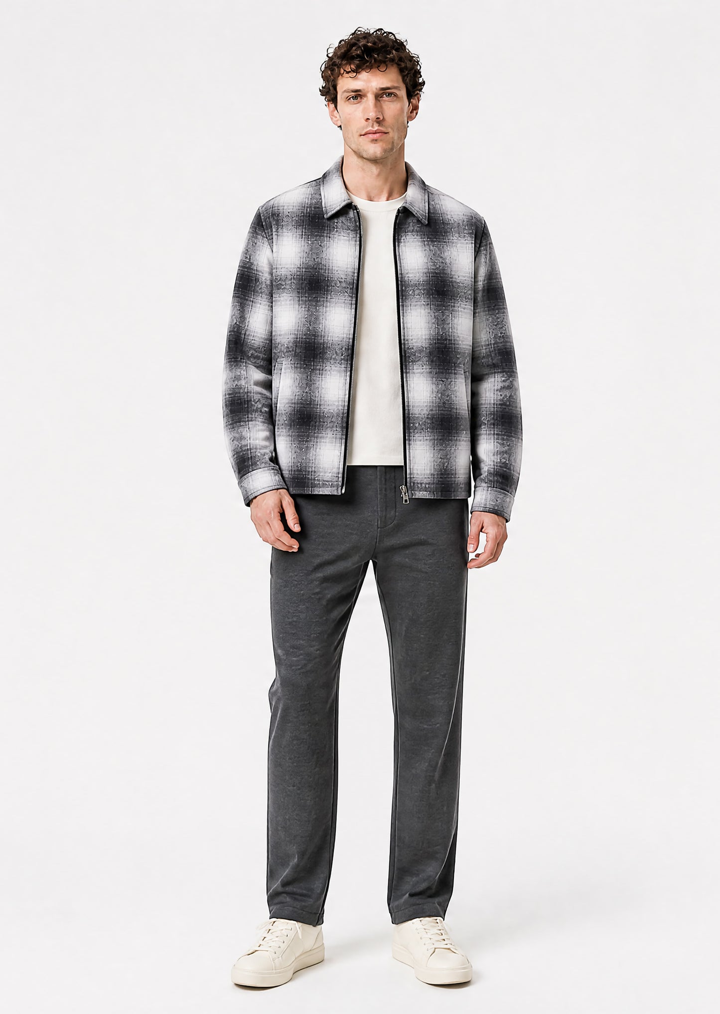 Staten Checked Shacket - Ice Grey