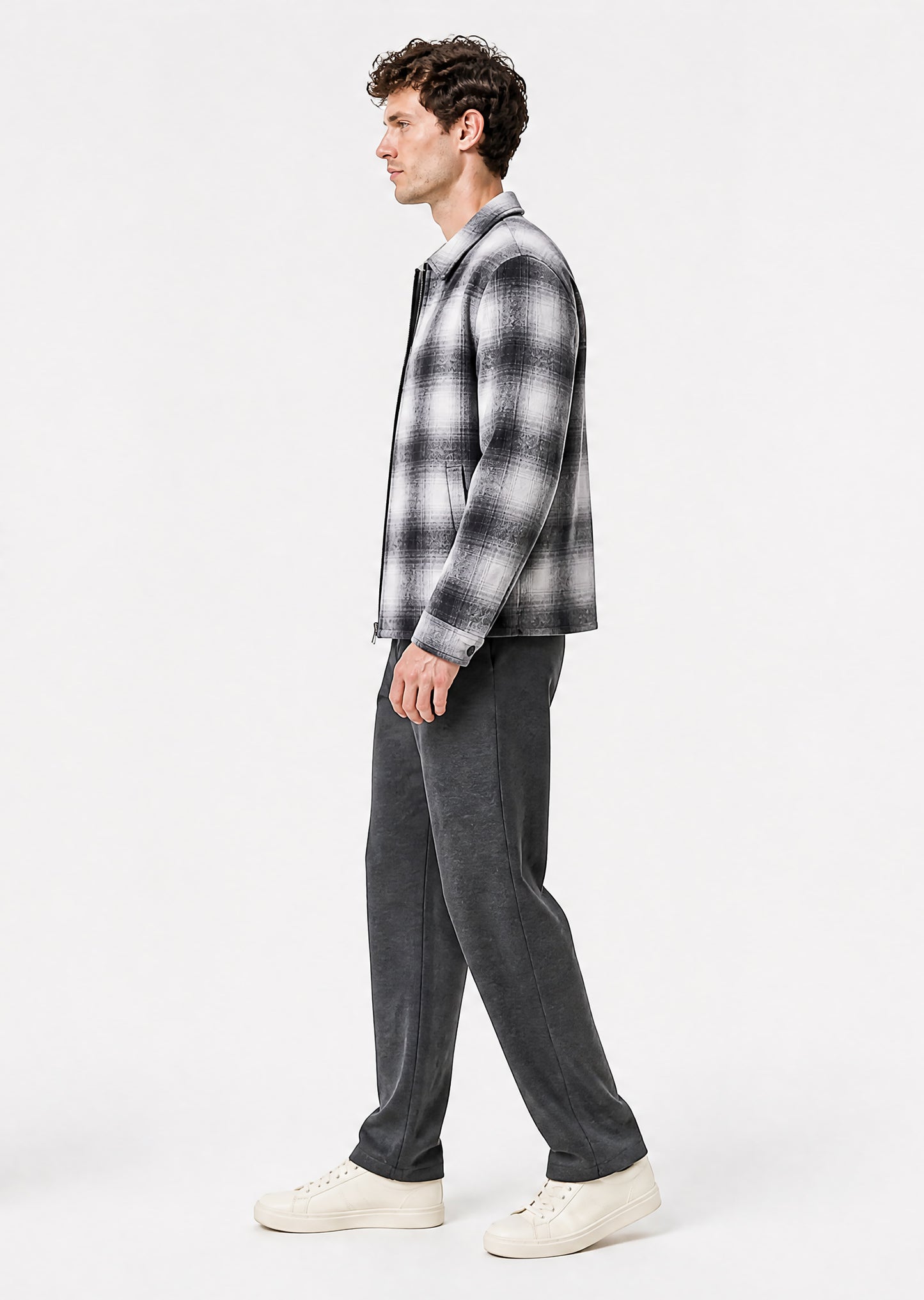 Staten Checked Shacket - Ice Grey