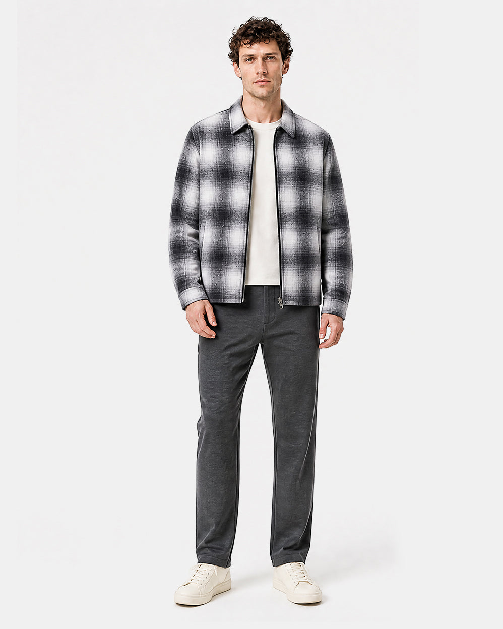 Staten Checked Shacket - Ice Grey