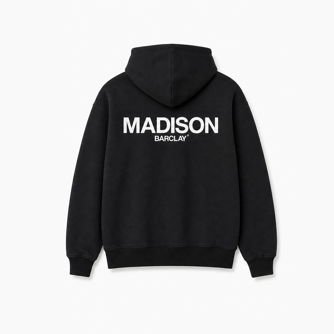 Madison Relaxed Fit Full Zip Hoodie- Ocean Avenue- Black