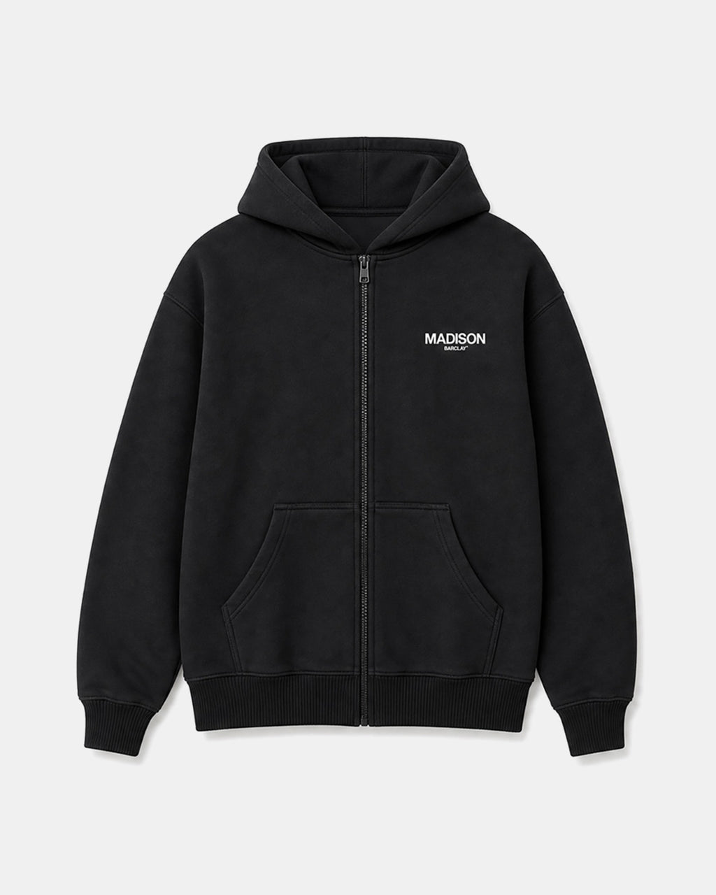 Madison Relaxed Fit Full Zip Hoodie- Ocean Avenue- Black