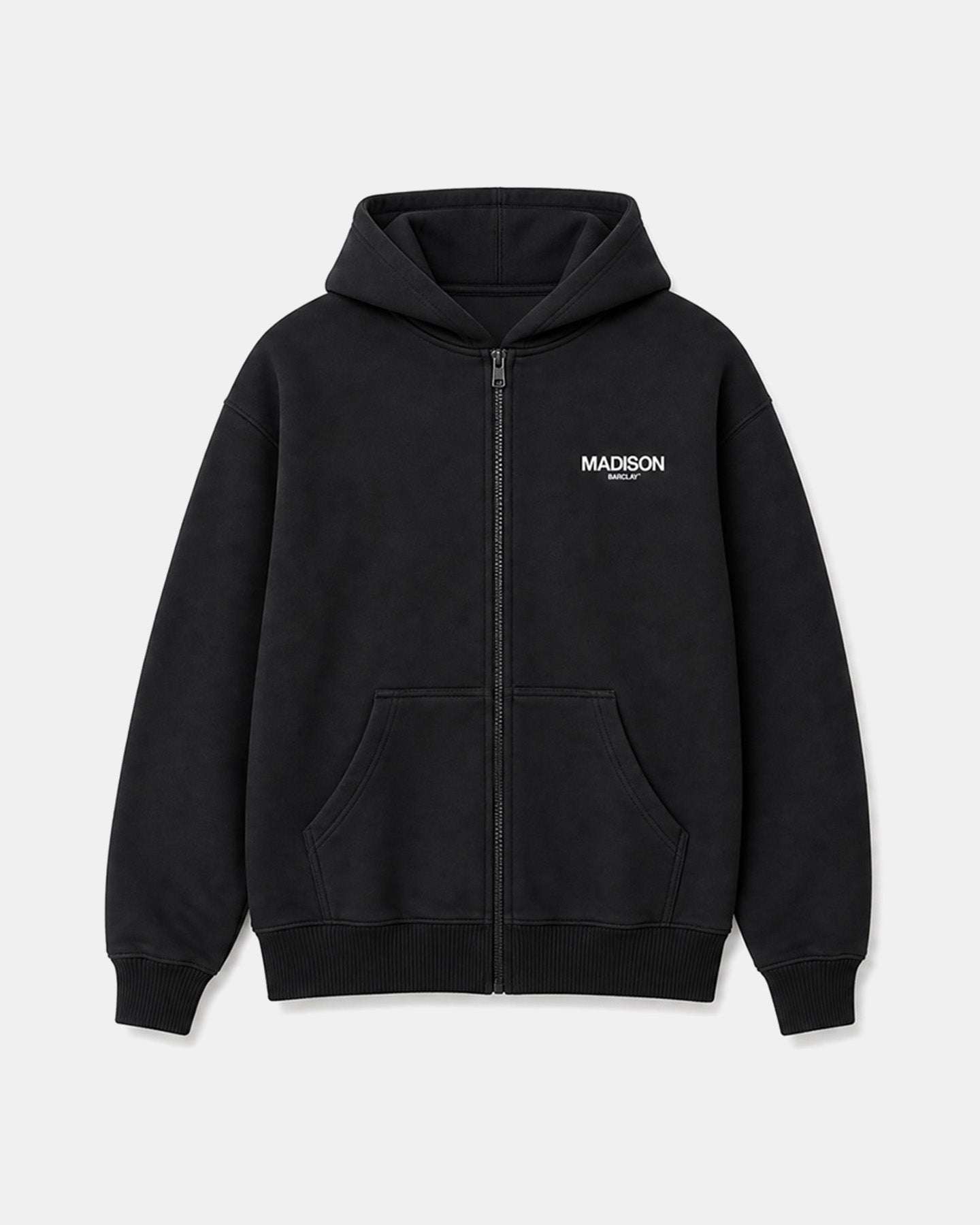 Madison Relaxed Fit Full Zip Hoodie- Ocean Avenue- Black