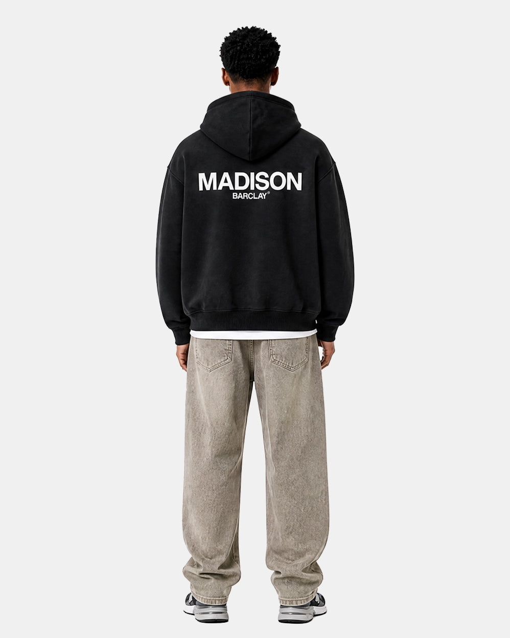 Madison Relaxed Fit Full Zip Hoodie- Ocean Avenue- Black