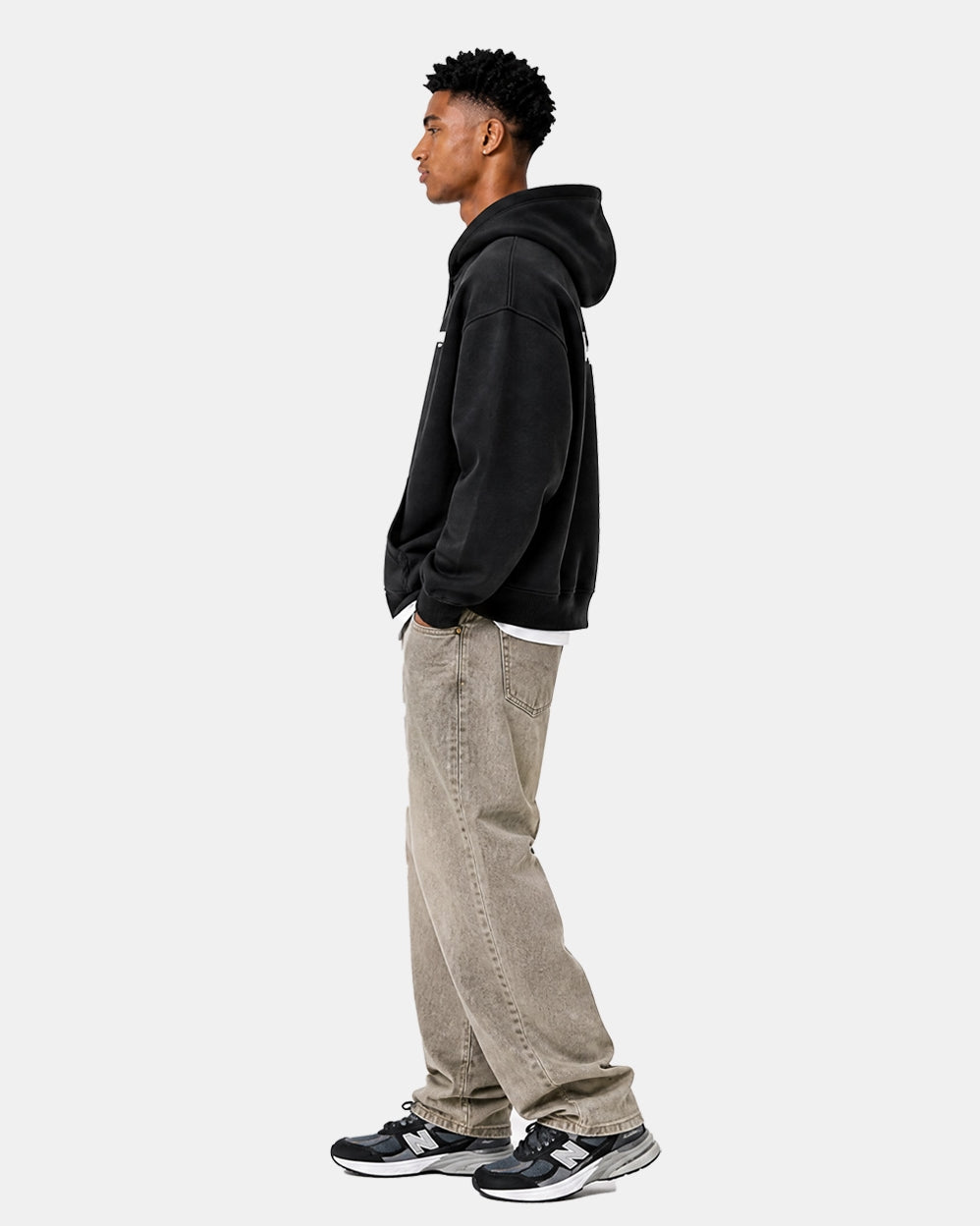 Madison Relaxed Fit Full Zip Hoodie- Ocean Avenue- Black